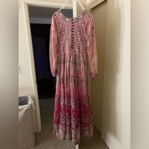 Elegant Embroidered Long Sleeve Dress in Pink